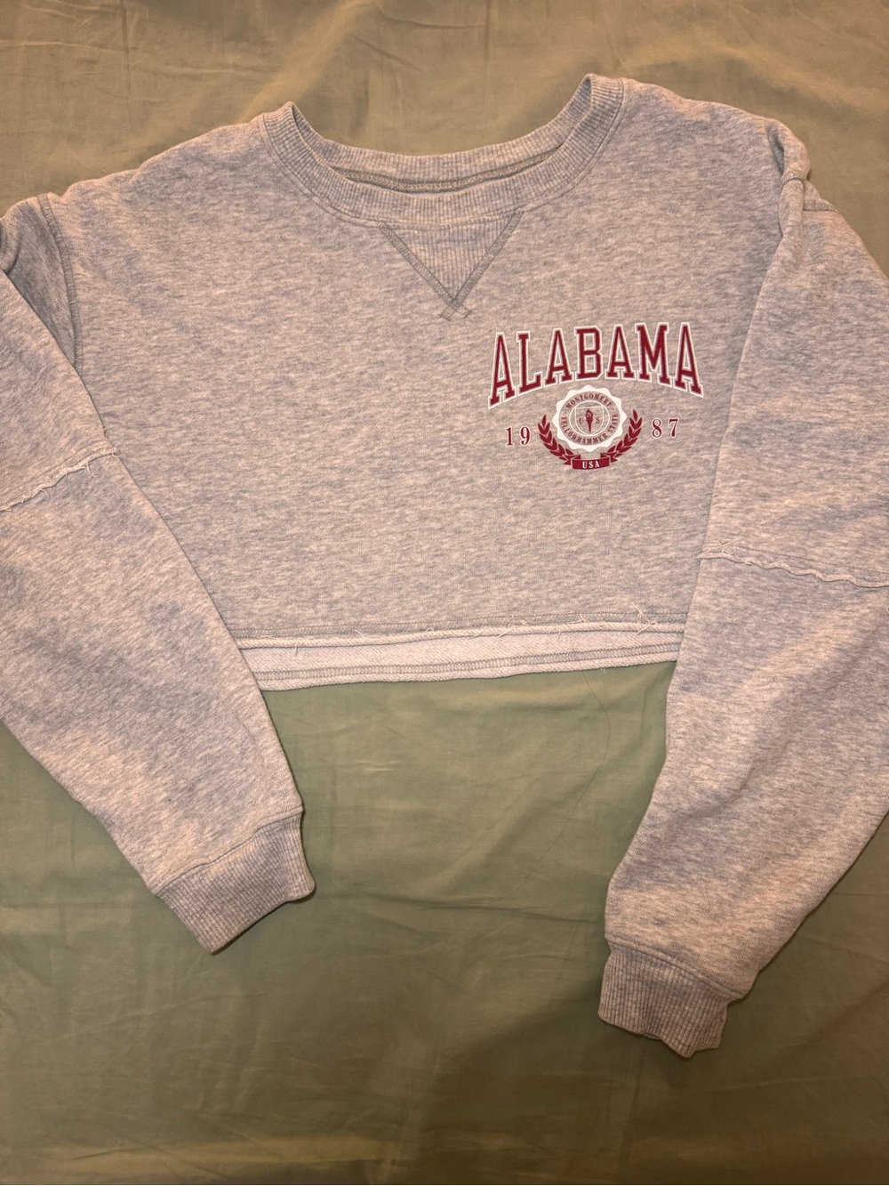 Aeropostale Light Gray Alabama Crewneck Sweatshirt with Maroon Logo